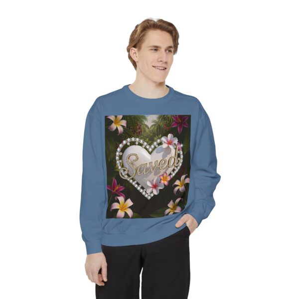 Sweatshirt Unisex with our Inspirational "Saved" 'Pure White Heart' Design! Faith Apparel Gospel Fashion Jumper, Pullover - Image 3