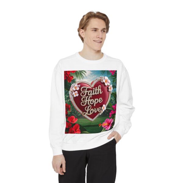 Sweatshirt Unisex our inspirational "Faith Hope Love" 'Solid Red Heart' design. Faith Apparel Gospel Fashion Jumper, Pullover - Image 14