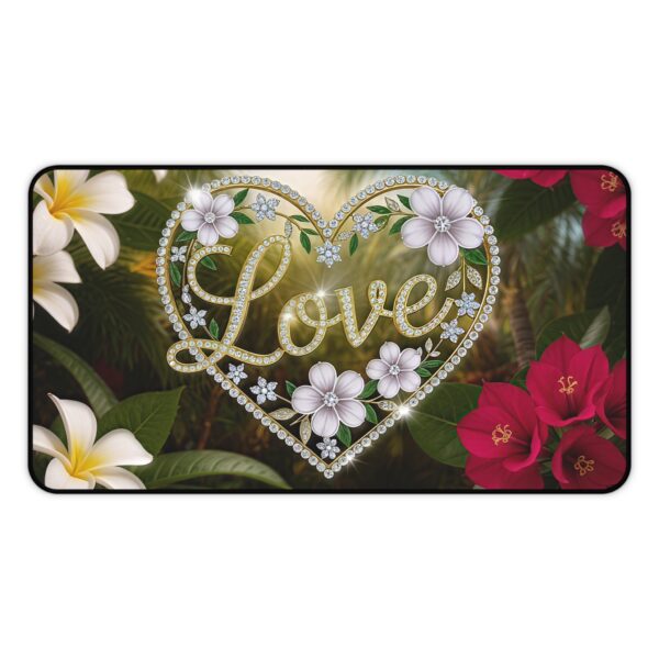 Inspirational Desk Mat "Love" 'Diamond Ring Heart' - Mouse Pad, Office Decor Desk Accessory, Gaming Pad, Computer Mat, Non-Slip - Image 4
