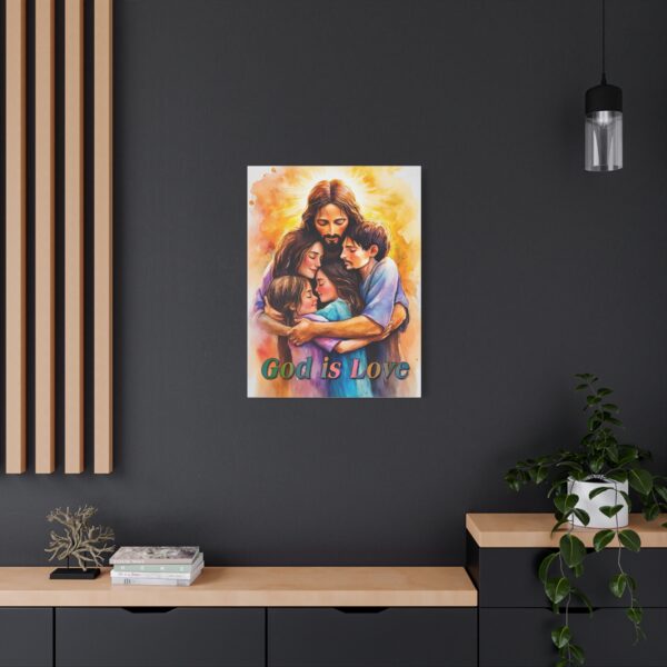 Inspirational Wall Art Canvas "God is Love" Jesus hugging a young family! Christian Home Decor Uplifting Religious Gift Faith-Based Artwork - Image 16