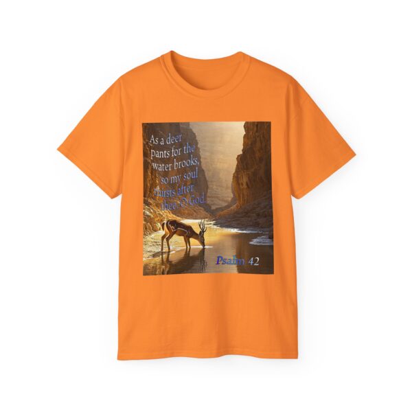 Our inspirational Psalm 42 'As a Deer Pants' in design! Christian Unisex Cotton T-Shirt, Faith Spiritual Apparel, Love Gift - Image 7