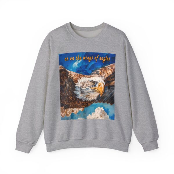 Crewneck Sweatshirt-with our "as on the wings of eagles" design with a majestic eagle in flight! Vintage Inspired Faith Apparel, Gospel Fashion Unisex Heavy Isaiah 40:31 - Image 9