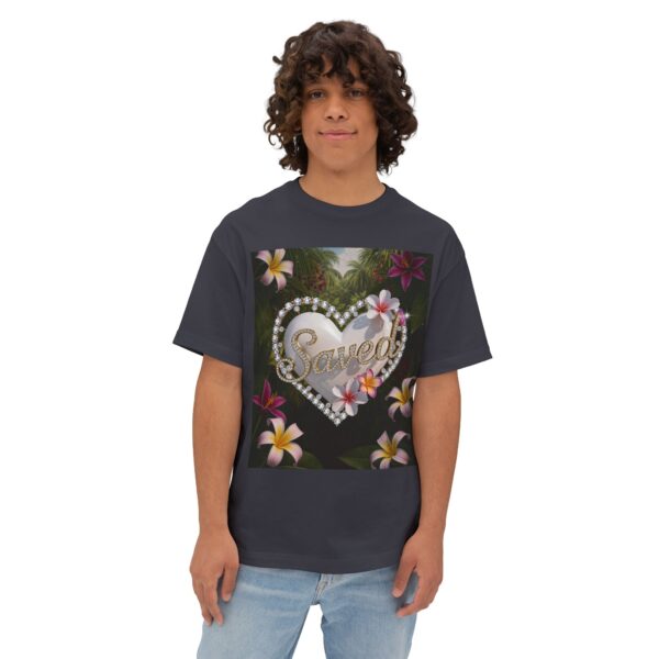 Our Inspirational "Saved" 'Pure White Heart' Design! Boxy T-Shirt Christian Faith Apparel Unisex Cotton Tee, Oversized Boxy Top T-shirt - Image 8