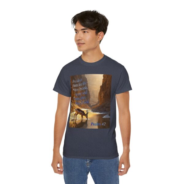 Our inspirational Psalm 42 'As a Deer Pants' in design! Christian Unisex Cotton T-Shirt, Faith Spiritual Apparel, Love Gift - Image 22