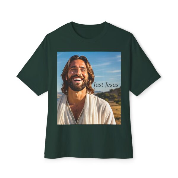 Our inspirational "Just Jesus" Design!! on a Unisex Oversized Box Tshirt, Religious Graphic Top, Bible Verse Apparel - Image 13