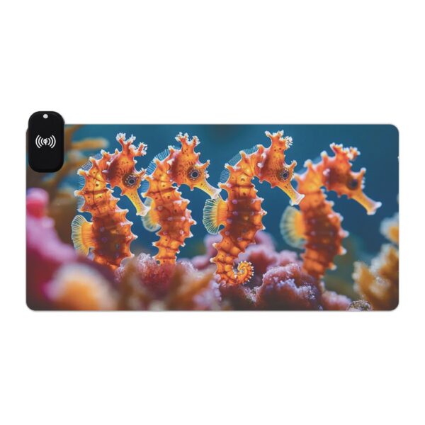 LED + Wireless Charger Gaming Mouse Pad with 'Seahorses' Design, Gaming Desk Accessory, Tech Gift, Home Office Gamer Essentials - Image 10