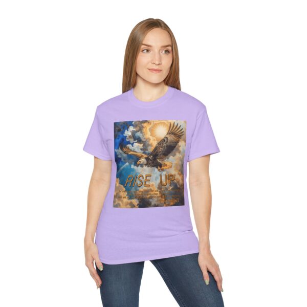 Cotton T-shirt with our "RISE UP" 'soaring eagle' design with Isaiah 40:31! Vintage Christian Faith Apparel Unisex Cotton T-Shirt, Thoughtful Quote - Image 27