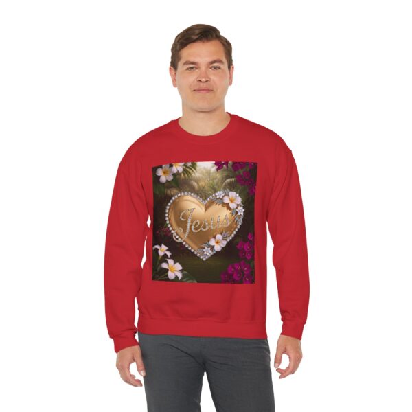 Crewneck Sweatshirt-with our inspirational "Jesus" 'Solid Gold Heart' Design!! Vintage Inspired Faith Apparel, Gospel Fashion Unisex Heavy - Image 22