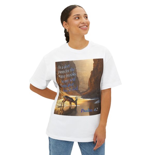 Psalm 42 Deer Panting Unisex Tee, Inspirational Israel Shirt, Oversized Box Tshirt, Religious Graphic Top, Travel Bible Verse Apparel