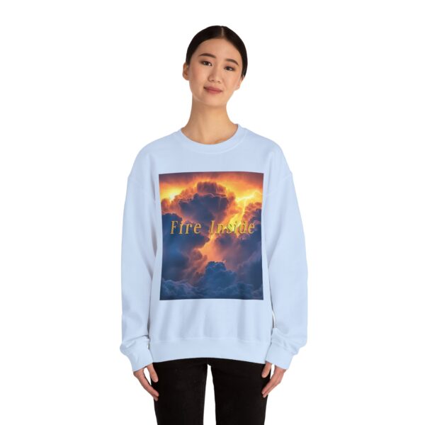 Crewneck Sweatshirt with our 'Storm Light' "Fire Inside" design! Beauty of Creation Tropical Storm Inspirational Sweatshirt Unisex - Image 30