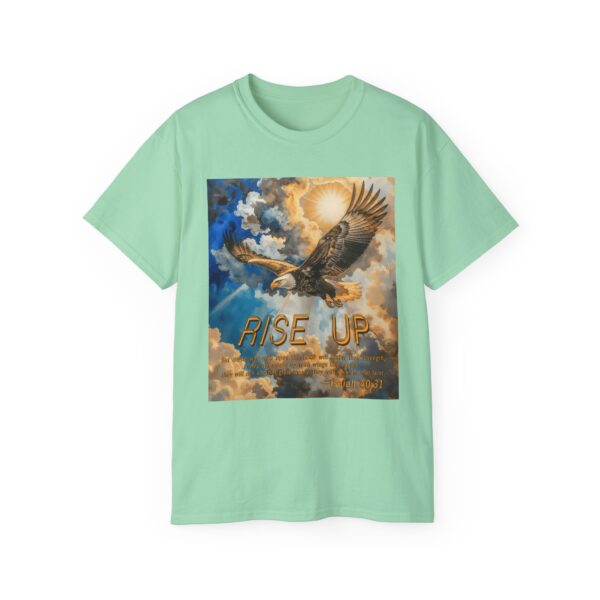 Cotton T-shirt with our "RISE UP" 'soaring eagle' design with Isaiah 40:31! Vintage Christian Faith Apparel Unisex Cotton T-Shirt, Thoughtful Quote - Image 15