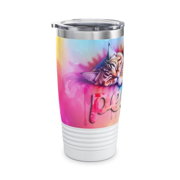 Our inspirational "Peace" 'Colorful sleeping cat' Design Tumbler | 20oz Inspirational Travel Mug, Motivational Drinkware, Perfect for Gifting - Image 3