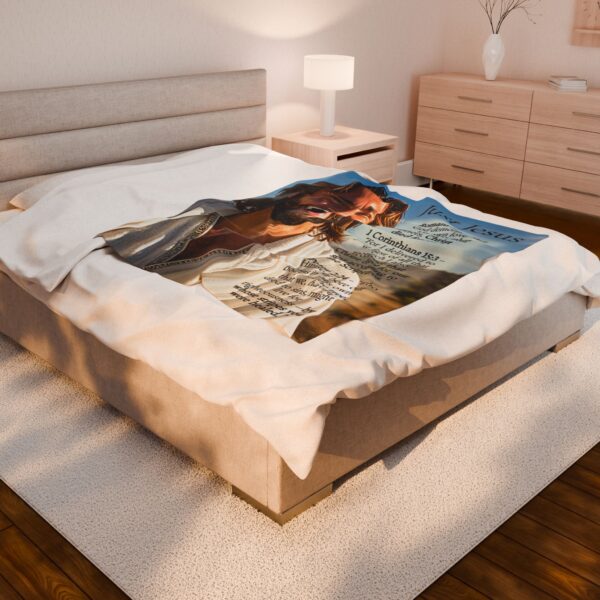 Our "Just Jesus" and Verses on Salvation Design Velveteen Plush Throw Blanket A Cozy Gift for Anniversary, Wedding Faith Home Decor Bedding - Image 8