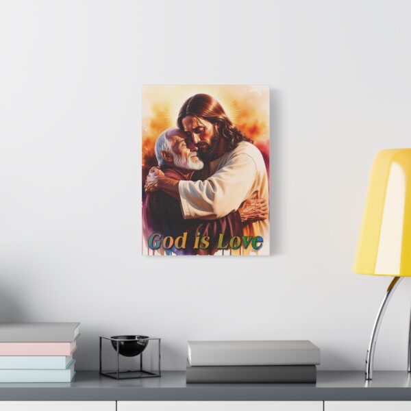 Inspirational Wall Art Canvas, "God is Love" Jesus hugging Papa! Print, Christian Home Decor, Uplifting Religious Gift, Faith-Based Artwork - Image 5