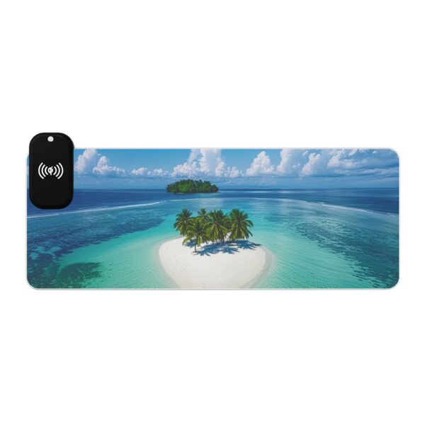 LED + wireless Charging Mouse Pad, Desk Mat, "Little Island" Design, Tech Gift, Home Office Essentials Inspirational - Image 6