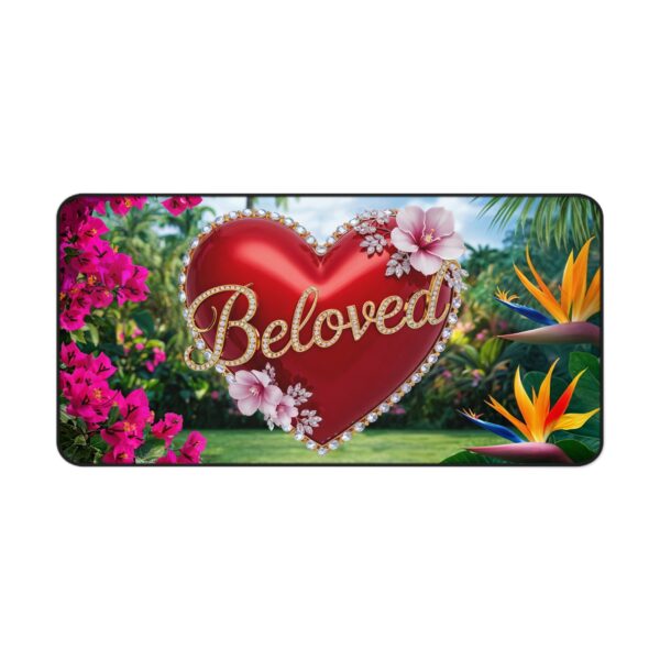 Inspirational Desk Mat "Beloved" 'Solid Red Heart' - Mouse Pad, Office Decor Desk Accessory, Gaming Pad, Computer Mat, Non-Slip - Image 6