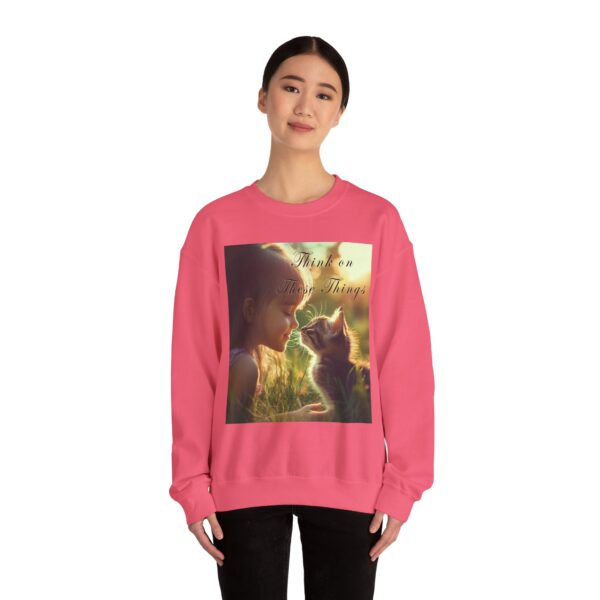 Crewneck Sweatshirt-with our 'Kitten Kisses' "Think on these things" Inspirational Vintage Christian Faith Apparel Gospel Sweatshirt Unisx Heavy - Image 27