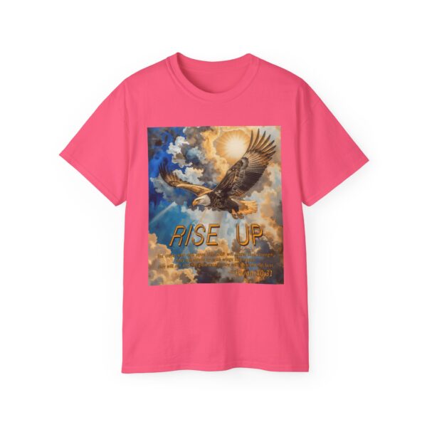 Cotton T-shirt with our "RISE UP" 'soaring eagle' design with Isaiah 40:31! Vintage Christian Faith Apparel Unisex Cotton T-Shirt, Thoughtful Quote - Image 28