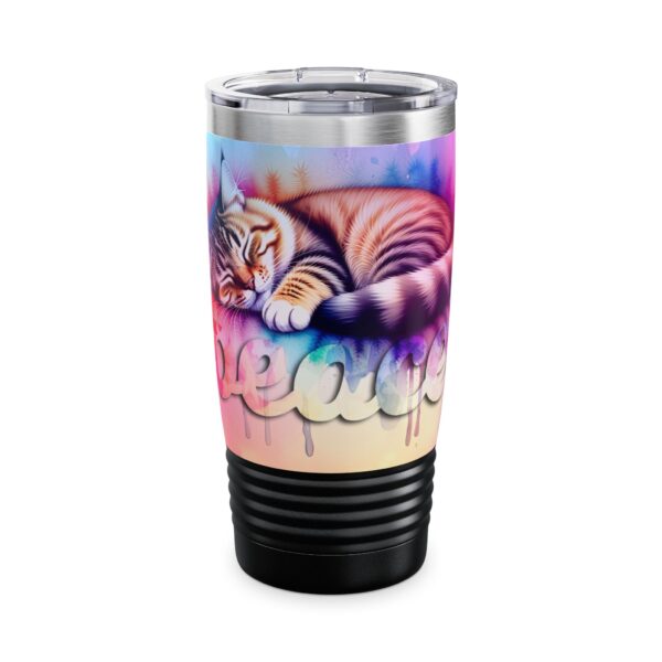 Our inspirational "Peace" 'Colorful sleeping cat' Design Tumbler | 20oz Inspirational Travel Mug, Motivational Drinkware, Perfect for Gifting - Image 11