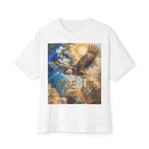 Our "Rise Up" 'soaring eagle' Inspirational Christian Unisex Oversized Boxy Tee with Isaiah 40:31. Gospel Apparel, Spiritual T-shirt, Gift for Christians