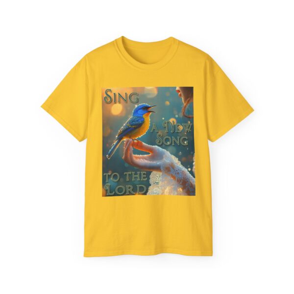 Our 'Song Bird' "Sing a New Song" Inspirational Christian Unisex Cotton T-Shirt, Faith Spiritual Apparel, Gift for Christians - Image 14