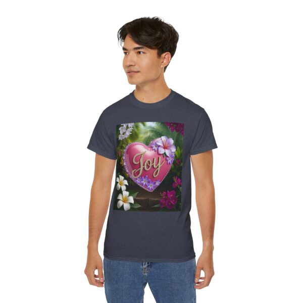 Our inspirational "Joy" 'Solid Pink Heart' Design! on a Christian Unisex Cotton T-Shirt, Faith Spiritual Apparel, Love Gift - Image 24