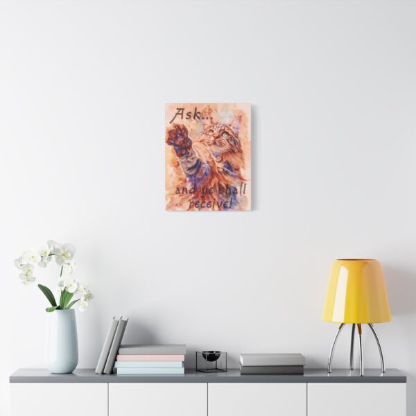 Inspirational Wall Art Canvas, "Ask ...and ye shall receive" Maine Coon Cat asking for a treat! Christian Home Decor, Uplifting Religious Gift, Faith-Based Artwork - Image 8