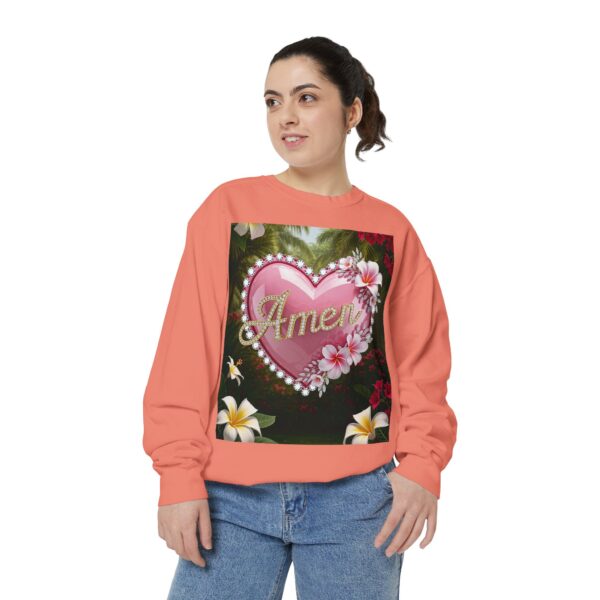 Sweatshirt Unisex Inspirational-With Our "Amen" 'Solid Pink Heart' Christian Apparel Faith-Based Gospel Comfort Philippians 4:8 Gift Jumper - Image 6