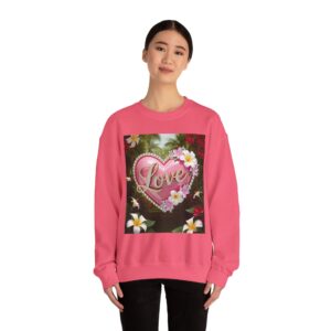 Crewneck Sweatshirt-with our inspirational "Love" 'Solid Pink Heart' Design!! Vintage Inspired Faith Apparel, Gospel Fashion Unisex Heavy