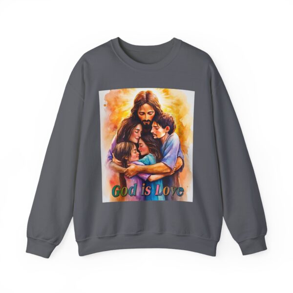 Crewneck Sweatshirt-with our "God is Love" series with Jesus hugging a young family! Inspirational Biblical Vintage Inspired Gift - Image 15