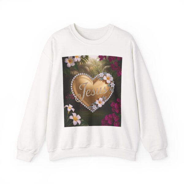 Crewneck Sweatshirt-with our inspirational "Jesus" 'Solid Gold Heart' Design!! Vintage Inspired Faith Apparel, Gospel Fashion Unisex Heavy - Image 4