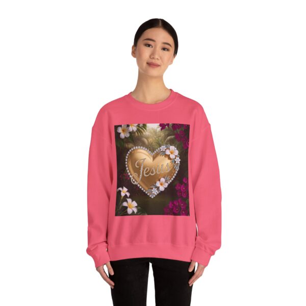Crewneck Sweatshirt-with our inspirational "Jesus" 'Solid Gold Heart' Design!! Vintage Inspired Faith Apparel, Gospel Fashion Unisex Heavy