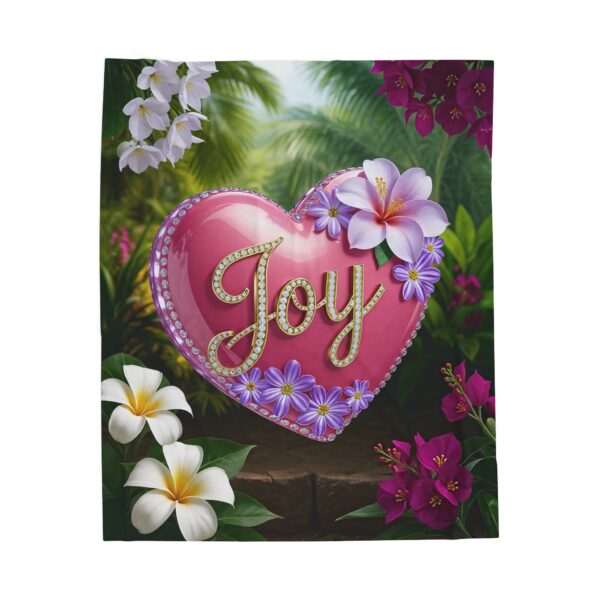 Our Beautiful "Joy" 'Pink Heart' Design Velveteen Plush Throw Blanket, Cozy Gift for Anniversary, Home Decor Bedding - Image 5