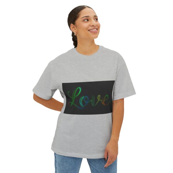 Our "Love" 'light in darkness' design on a Unisex Tee, Inspirational Oversized Box Tshirt, Religious Graphic Top, Travel Bible Verse Apparel - Image 16