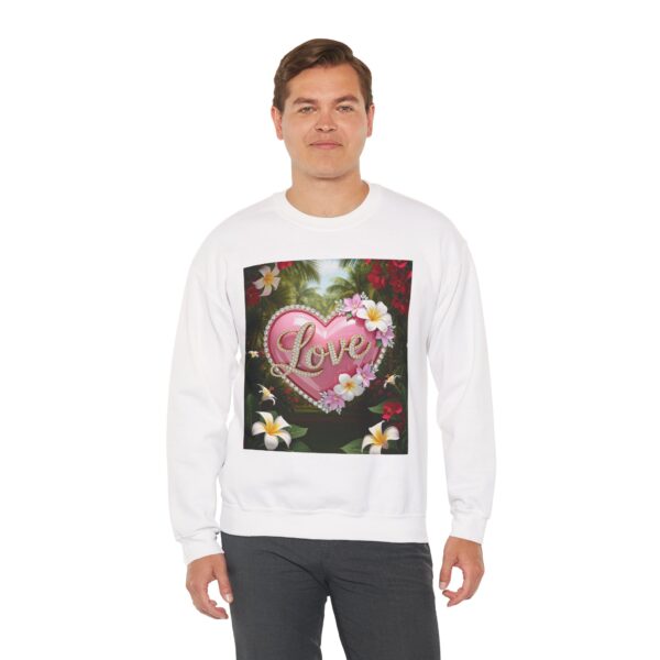 Crewneck Sweatshirt-with our Inspirational "Love" 'Solid Pink Heart' Design!! Vintage Inspired Faith Apparel, Gospel Fashion Unisex Heavy - Image 3