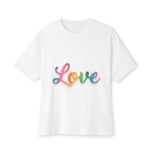 Our "Love" design on a Unisex Tee, Inspirational Oversized Box Tshirt, Religious Graphic Top, Travel Bible Verse Apparel