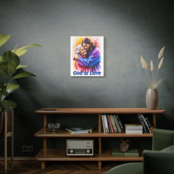 Inspirational Wall Art Canvas, "God is Love" Jesus hugging Grandmother, Christian Home Decor, Uplifting Religious Gift, Faith-Based Artwork - Image 12