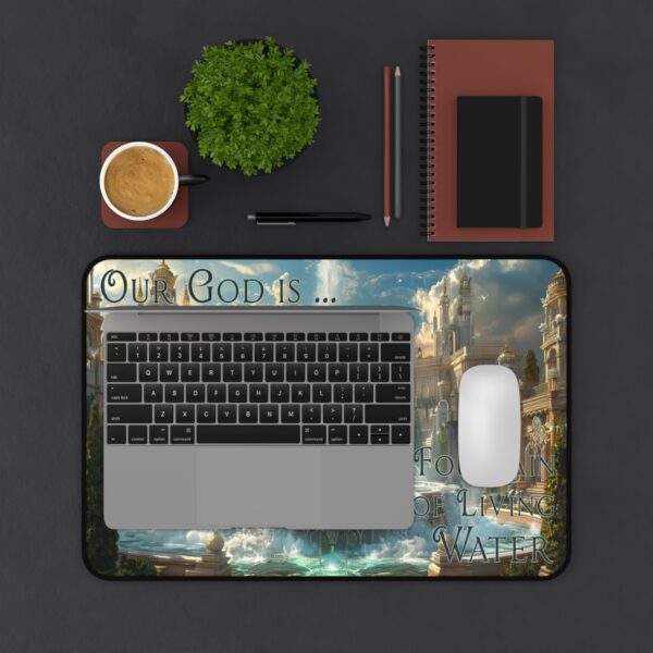 Inspirational Desk Mat "Our God is a Fountain of Living Water" Heavenly Christian Bible Verse Scripture Mouse Pad Office Decor Accessory - Image 3