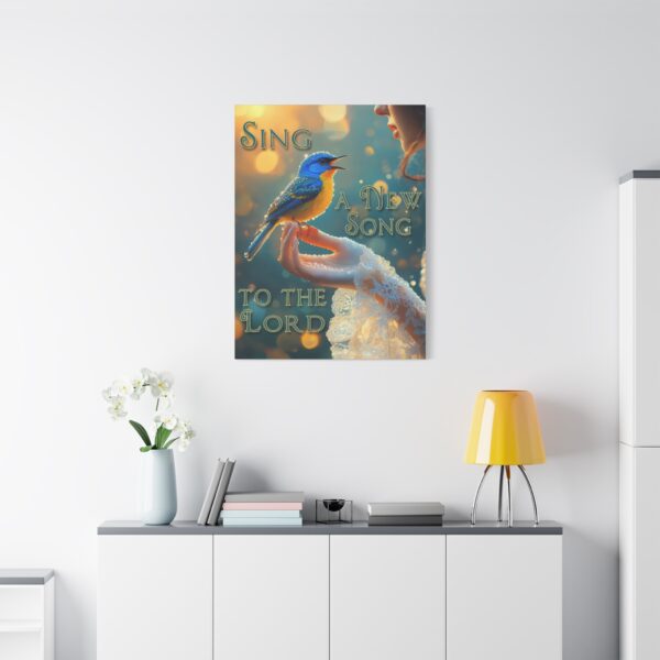 Inspirational matte Canvas Wall Art, 'Song Bird' "Sing a new song" design, Christian Home Decor, Uplifting Faith-Based Artwork, Psalm 96:1 - Image 11