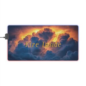 RGB LED Gaming Mouse Pad Colorful Desk Mat with 'Storm Light' "Fire Inside" Design, Gamer Home Office Decor Computer Accessories LED Backlit