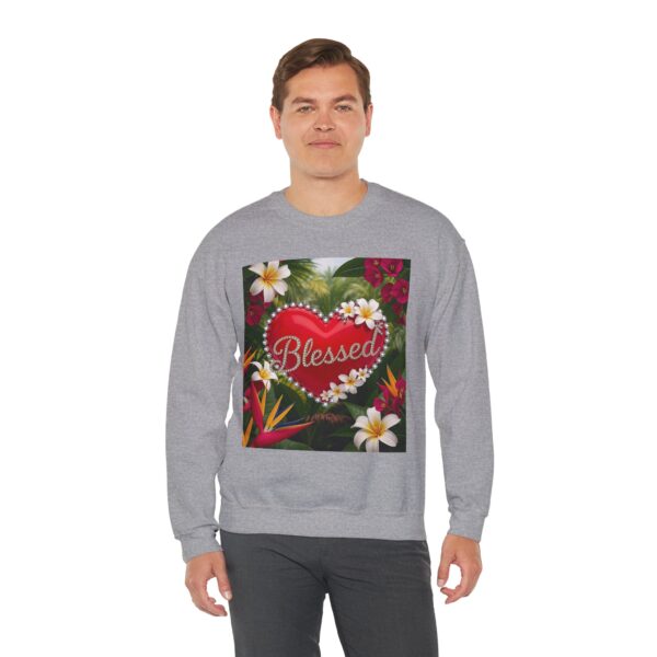 Crewneck Sweatshirt-with our Inspirational "Blessed" 'Solid Red Heart' Design!! Vintage Inspired Faith Apparel, Gospel Fashion Unisex Heavy - Image 12