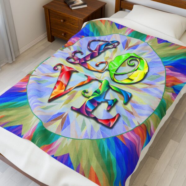 Our "Love" 'kaleidoscope' Inspirational Velveteen Plush Throw Blanket A Cozy Gift for Anniversary, Wedding Faith Home Decor Bedding - Image 7