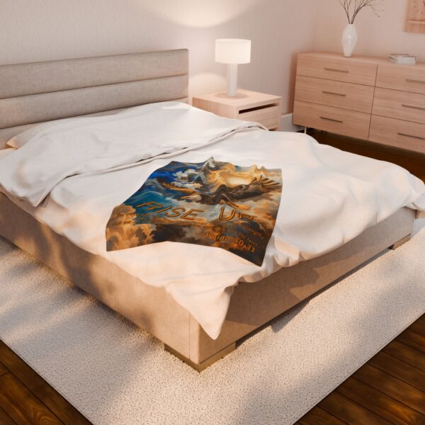 Our beautiful "Rise Up" soaring eagle 'as on wings like eagles' from Isaiah 40:31 Inspirational Velveteen Plush Throw Blanket A Cozy Gift for Anniversary, Wedding Faith Home Decor Bedding - Image 12