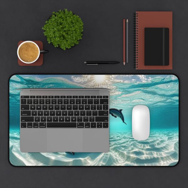 Inspirational Desk Mat 'Dolphins at Rest' - Mouse Pad, Office Decor Desk Accessory, Gaming Pad, Computer Mat, Non-Slip, Beauty of Nature - Image 5