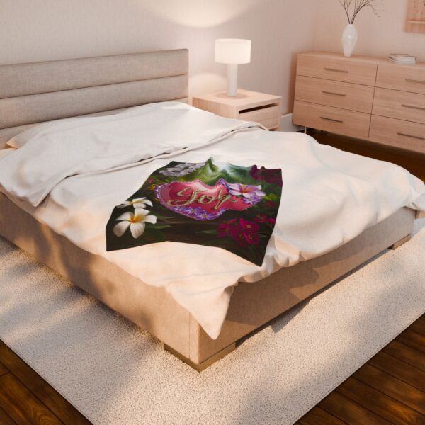 Our Beautiful "Joy" 'Pink Heart' Design Velveteen Plush Throw Blanket, Cozy Gift for Anniversary, Home Decor Bedding - Image 12