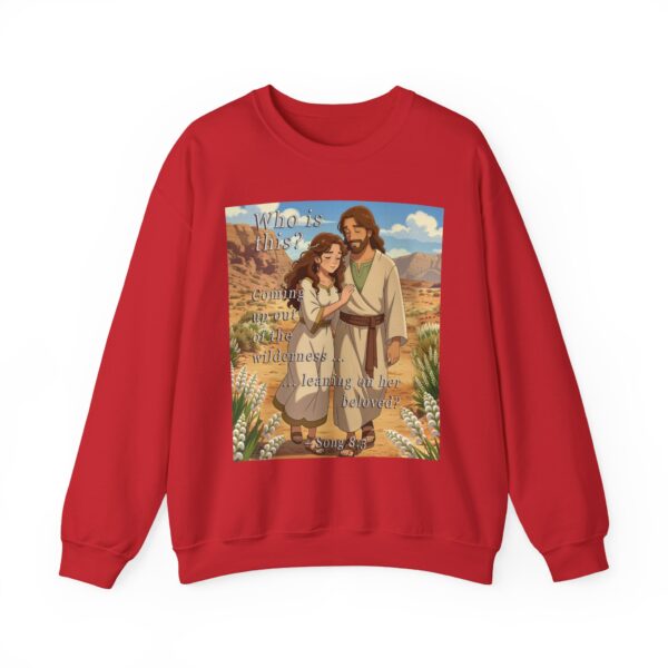 Crewneck Sweatshirt-with our inspirational 'Who is this?' from Song of Solomon 8:5 with an ANIME style design! Vintage Inspired Faith Apparel, Gospel Fashion Unisex Heavy - Image 21