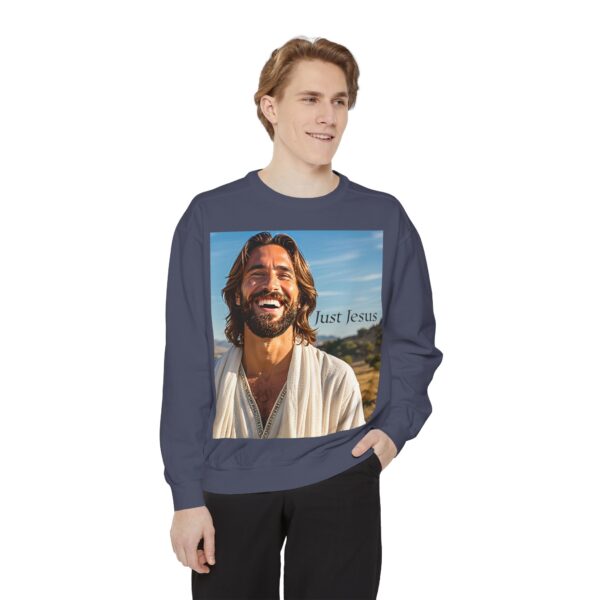 Sweatshirt Unisex with our inspirational  "Just Jesus" Design!! Faith Apparel Gospel Fashion Jumper, Pullover - Image 35