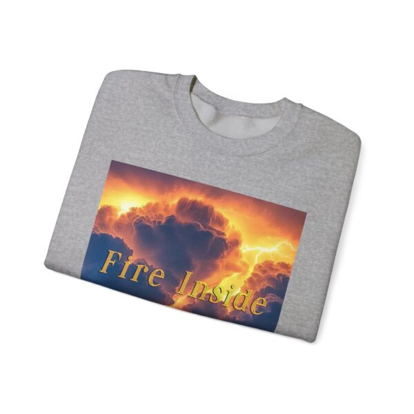 Crewneck Sweatshirt with our 'Storm Light' "Fire Inside" design! Beauty of Creation Tropical Storm Inspirational Sweatshirt Unisex - Image 17