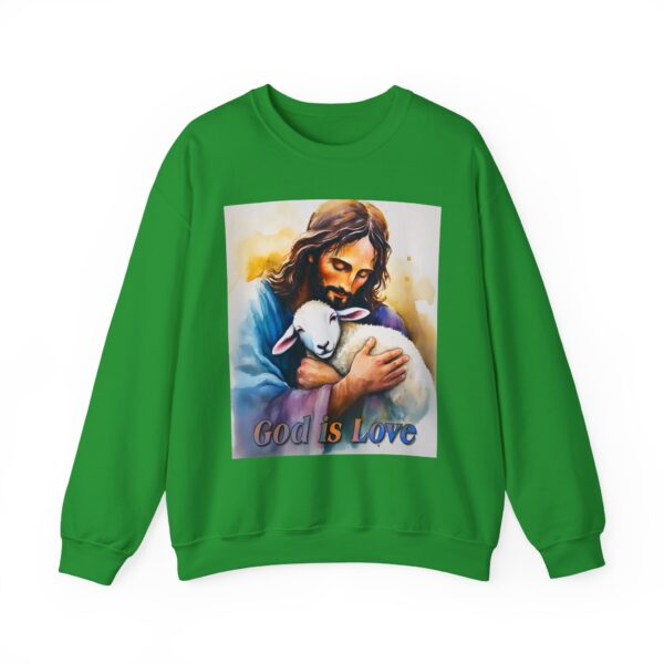 Crewneck Sweatshirt with our "God is Love" series with Jesus hugging a baby lamb! Inspirational Biblical, Vintage Inspired Heavy Sweatshirt, Gift - Image 9