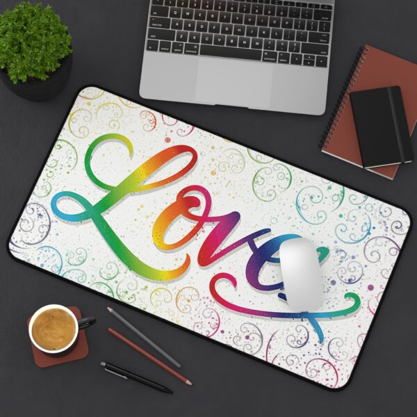 Inspirational Desk Mat with our "Love" 'spirals' Design. Mouse Pad, Office Decor Desk Accessory, Gaming Pad, Computer Mat, Non-Slip - Image 5